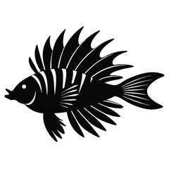Lionfish silhouette vector isolated on white background