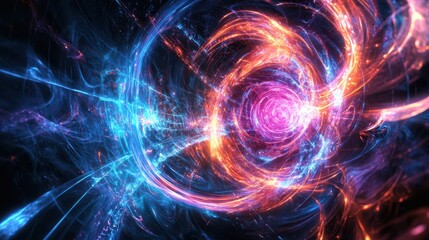 Fototapeta premium High-tech Quantum Chip Glowing with Swirling Holographic Effect