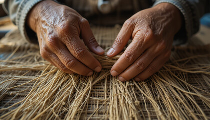 Artisan Hands Working with Natural Rope
