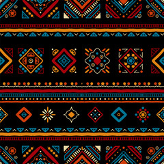 Ethnic seamless in native style. Vector pattern with African art decoration tribal geometric shape symbols. Folk background vector. Tent boarder backdrop. Abstract Aztec line motif
