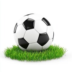 Classic Soccer Ball on Green Grass Surface for Sports Background