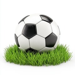Classic Soccer Ball on Vibrant Green Grass Field Setup