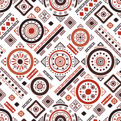 Ethnic seamless in native style. Vector pattern with African art decoration tribal geometric shape symbols. Folk background vector. Tent boarder backdrop. Abstract Aztec line motif