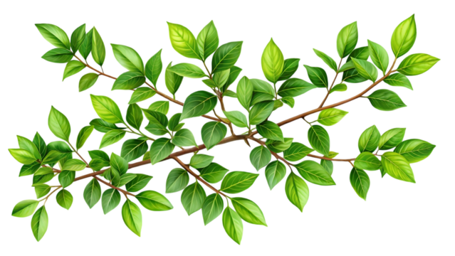 a lush branch with leaves the plant appears heal white background .png