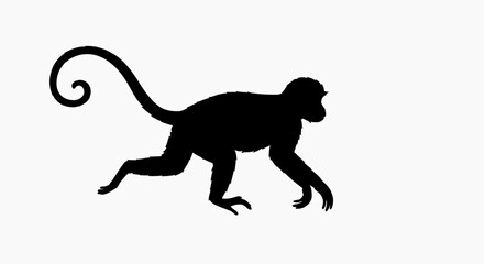 Obraz premium Silhouette of a Monkey Vector Illustration, Black and White Primate Design