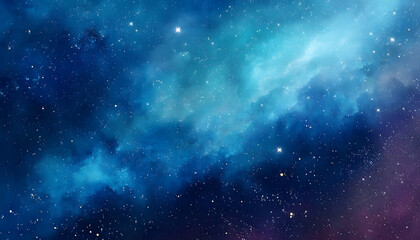 Blue watercolor space background. Illustration painting