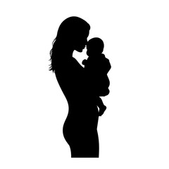 Tender Silhouette Mother and Baby Embrace