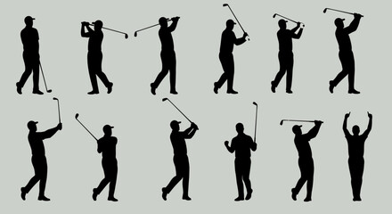 Golf Swing Silhouettes A Collection of 12 Vector Illustrations for Design Projects