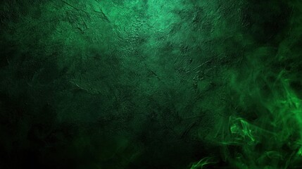 Green smoke texture background, dark studio