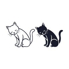 Cat silhouette icon in white background 