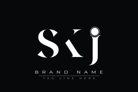 SKJ abstract letter logo design. This logo is designed by three abstract letters.