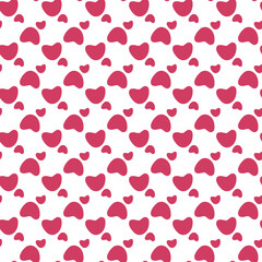 Seamless Pattern of Red Hearts on White Background for Romantic Designs