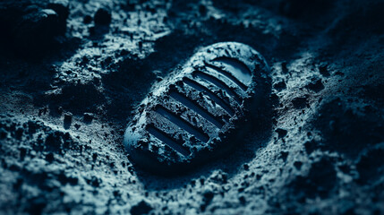 Detailed Boot print on Lunar Dust Surface