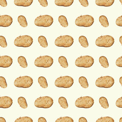 Seamless Pattern of Potatoes on a Light Cream Background