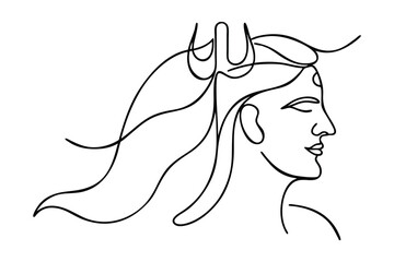 Elegant Woman Profile Illustration Continuous Line Art For Posters And Fashion Designs