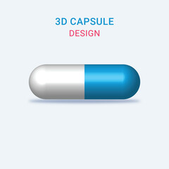 3D Blue Capsule  Vector
