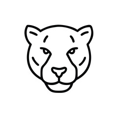 Minimalist Panther Head Icon In Black Outline Style For Graphic Design