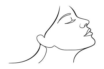 Minimalist Woman Face Portrait In One Continuous Line Abstract Beauty Concept