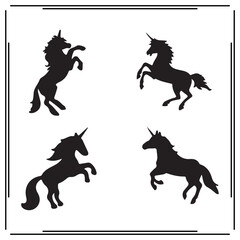 Unicorn silhouette, Unicorn illustration , Unicorn clipart, Unicorn vector , Unicorn icon , black Unicorn , Unicorn illustration on white background,