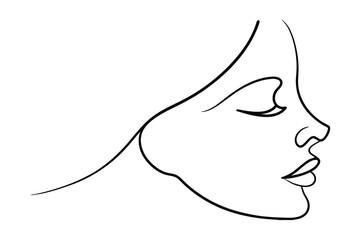 Minimalist Line Art Of Woman Profile Face Elegant Feminine Contour Drawing