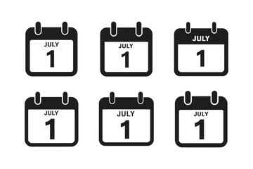 july 1st calendar icon vector art silhouette