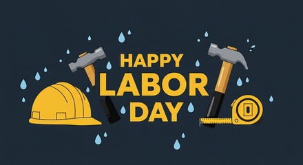 Celebrating with Construction Tools on Blue Background