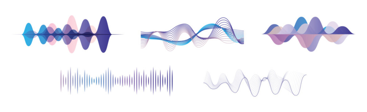 Sound Waves and Frequency Audio Waveform Vector Set