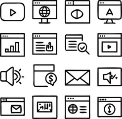 Web Marketing Icons Set Pack Vector | Digital Advertising, SEO & Social Media Line Icons