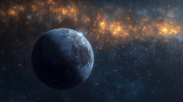 Sci-Fi Space Scene with Planet and Colorful Nebula