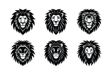 lion head mane vector art silhouette