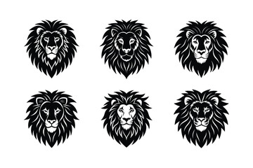 lion head mane vector art silhouette