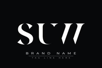 SUW abstract letter logo design. This logo is designed by three abstract letters.