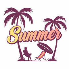 Vector Design Showing Summer Vacation With Palm Trees And Relaxing Atmosphere
