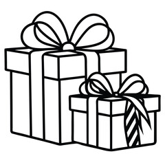 Gift Boxes Coloring Page | Present Stack Line Art Illustration