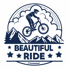 Mountain Biker Silhouette On A Mountain Trail With Beautiful Ride Text