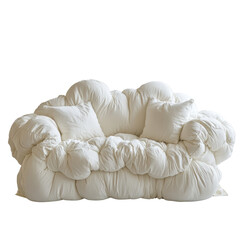 Obraz premium Soft and inviting white fluffy couch for relaxation
