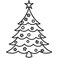Vector abstract Christmas tree with snowflakes, a merry winter holiday illustration for seasonal Xmas card design