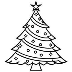 Fototapeta premium Vector abstract Christmas tree with snowflakes, a merry winter holiday illustration for seasonal Xmas card design