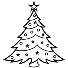 Vector abstract Christmas tree with snowflakes, a merry winter holiday illustration for seasonal Xmas card design