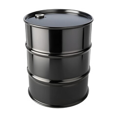 Black oil barrel isolated on transparent background  
