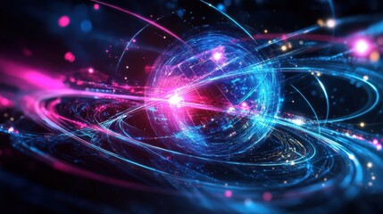 Quantum System Surrounded by Swirling Digital Holog.