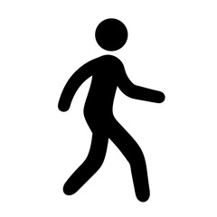 Simple Black Silhouette of a Walking Person Icon Graphic Image