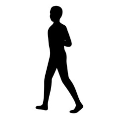 Silhouette of a child walking casually with hands behind back a simple vector illustration