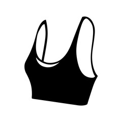 A simple black and white illustration of a women's cropped athletic top or sports bra