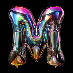 Iridescent Letter M Foil Balloon. Festive and Shiny Alphabet Decoration