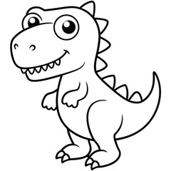 Cute green baby dino is a funny cartoon reptile vector illustration of a happy dragon character