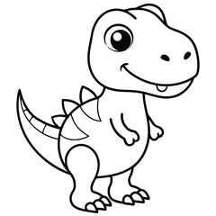 Cute green baby dino is a funny cartoon reptile vector illustration of a happy dragon character