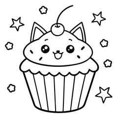 A vector set features funny cartoon cupcake and cake illustrations, perfect for a sweet birthday or party celebration with chocolate, cream, and icing