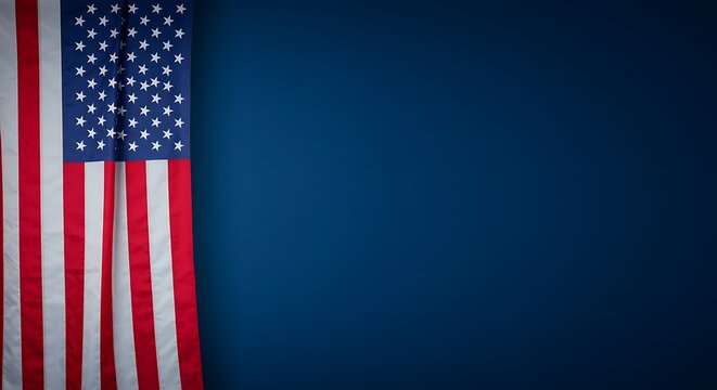 Flag with Stars and Stripes Against Blue Background