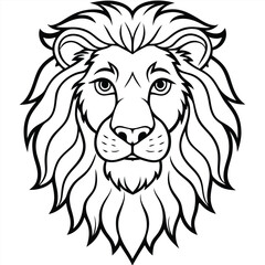 Majestic Lion Head Line Art | Detailed Black and White Lion Drawing